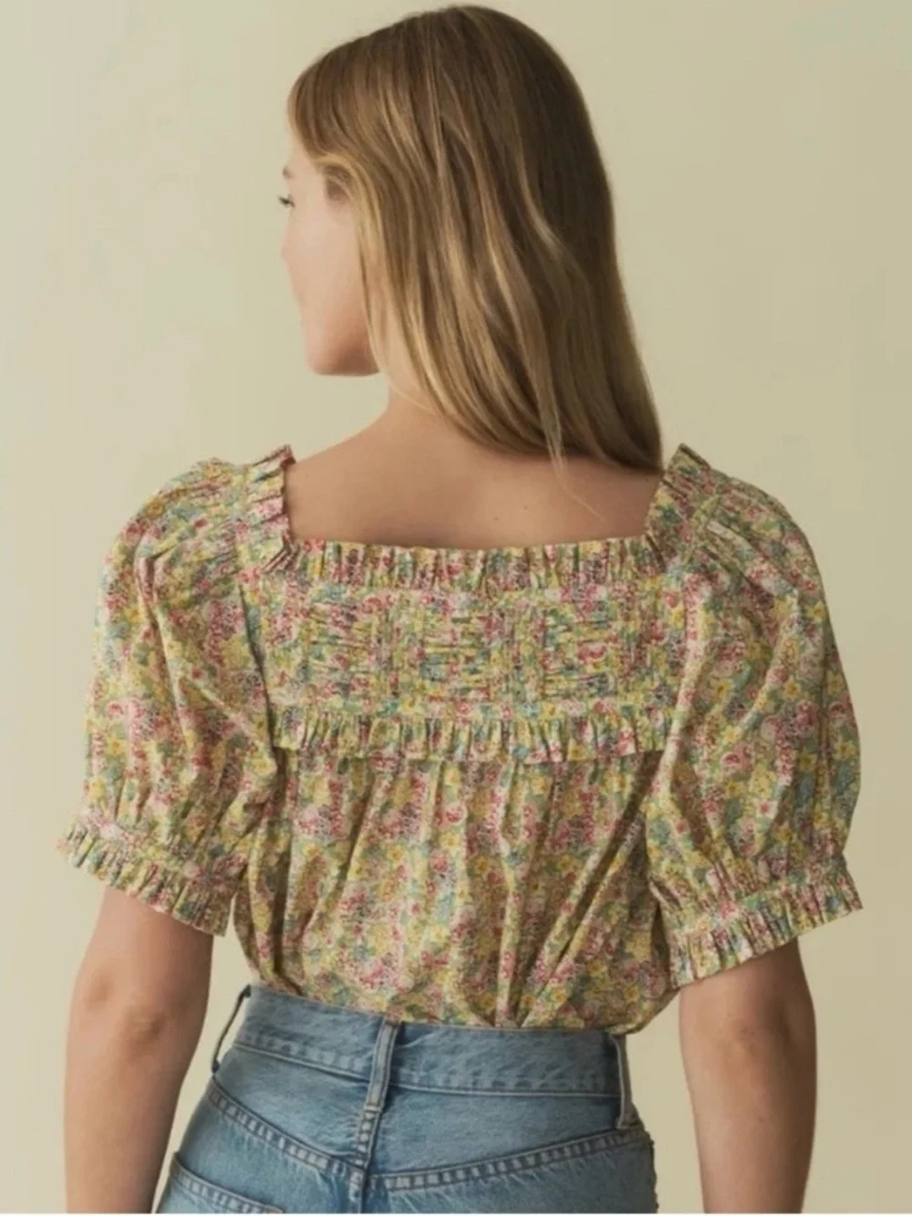 Doen Farley Liberty Print Top in Chrysanthemum Sky Floral